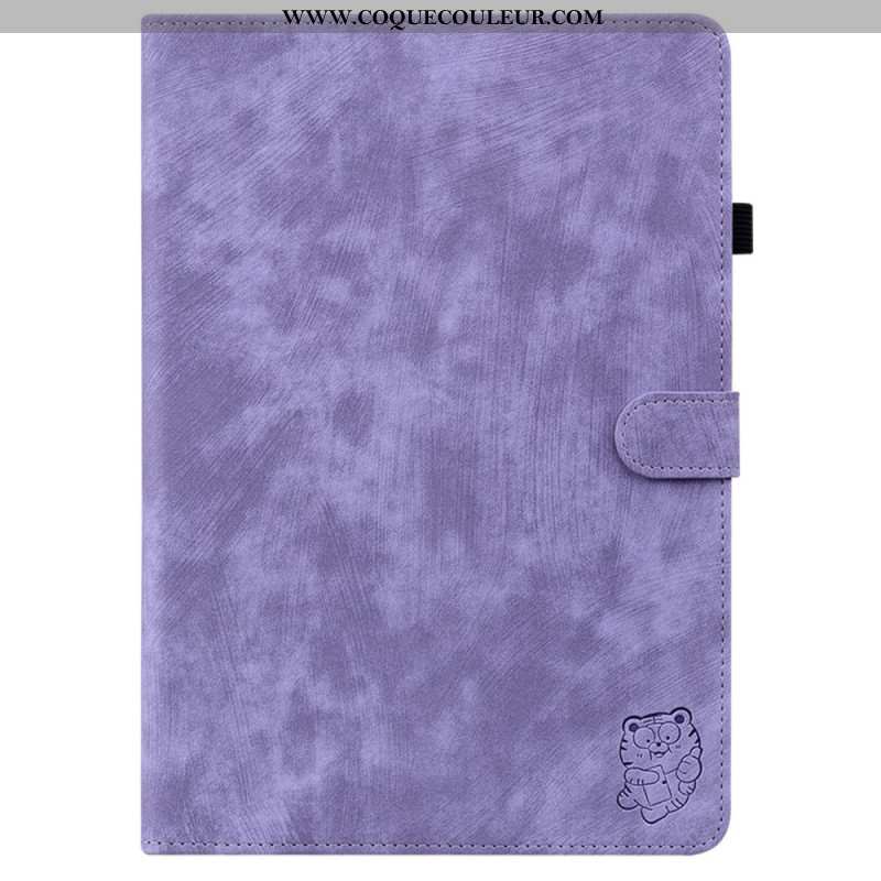 Housse Samsung Galaxy Tab S10 Plus / S9 Plus Effet Daim Petit Tigre