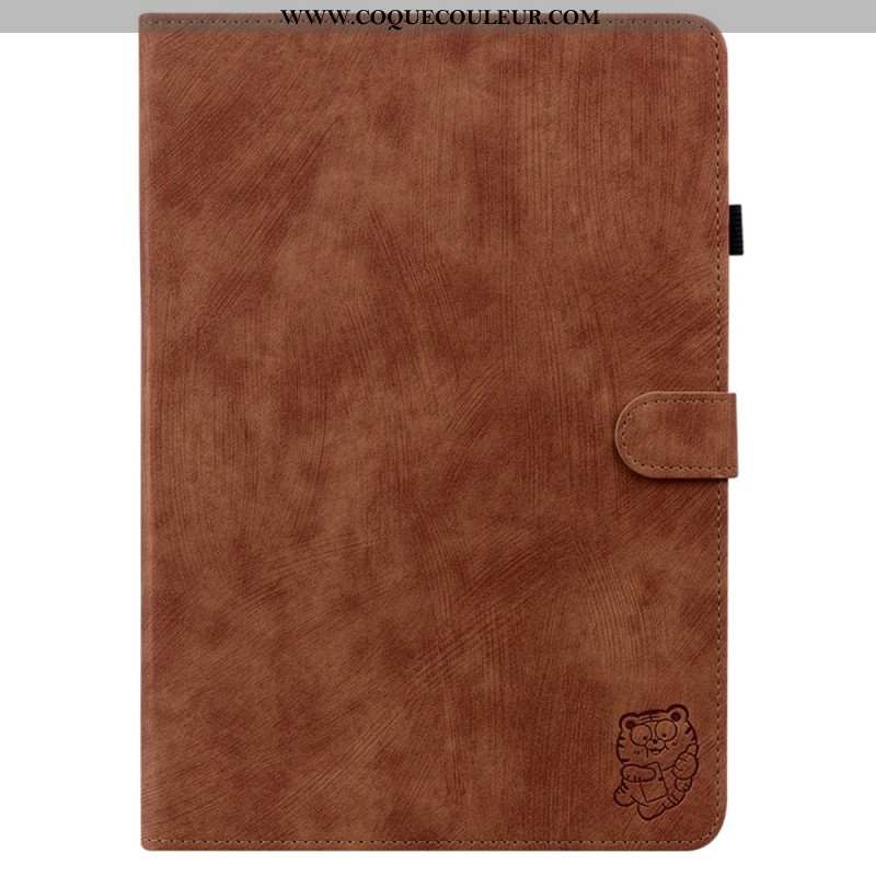Housse Samsung Galaxy Tab S10 Plus / S9 Plus Effet Daim Petit Tigre