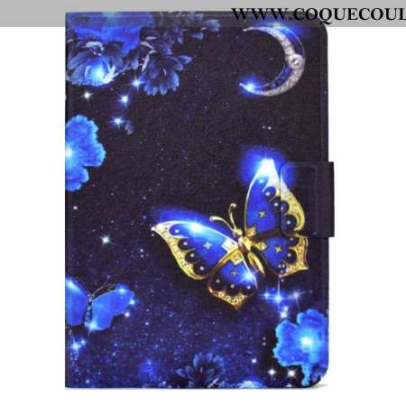 Housse Samsung Galaxy Tab S11 Papillon Bleu et Or
