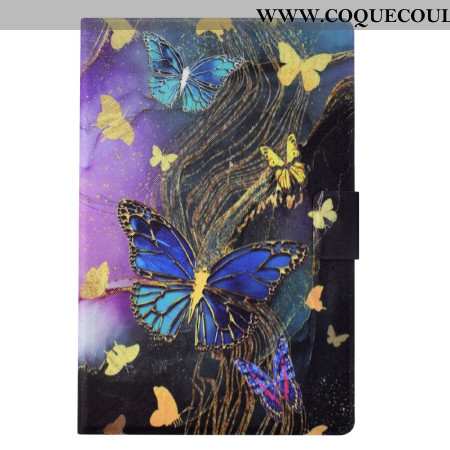 Housse Samsung Galaxy Tab S11 Papillons Dorés et Colorés