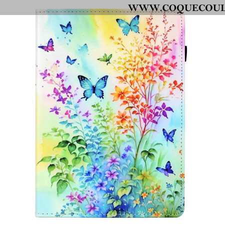 Housse Samsung Galaxy Tab S11 Fleurs et Papillons Colorés