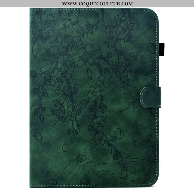 Housse Samsung Galaxy Tab S11 Effet Daim Motif Floral