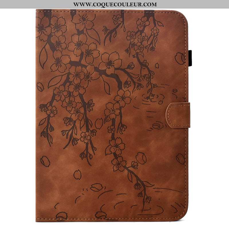 Housse Samsung Galaxy Tab S11 Effet Daim Motif Floral