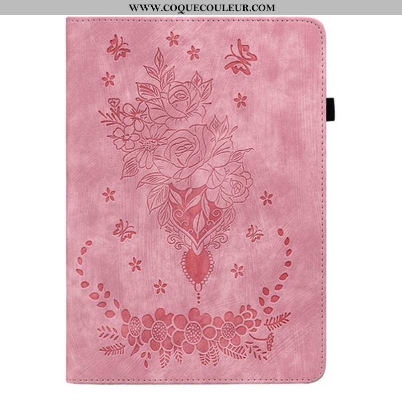 Étui Samsung Galaxy Tab S11 Effet Daim Florale