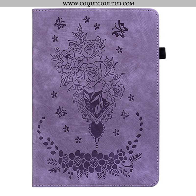 Étui Samsung Galaxy Tab S11 Effet Daim Florale