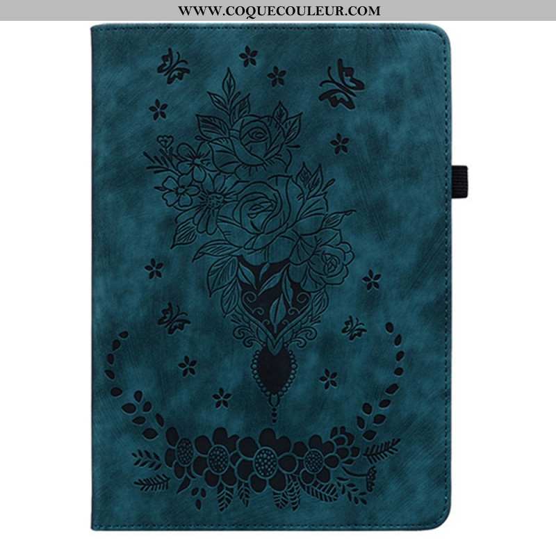 Étui Samsung Galaxy Tab S11 Effet Daim Florale