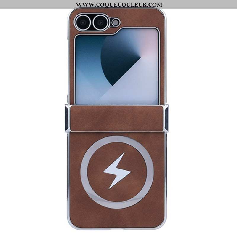 Coque Samsung Galaxy Z Flip 7 FE / Z Flip 6 Compatible MagSafe Effet Cuir