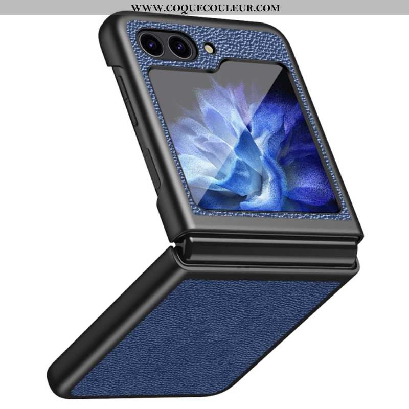 Coque Samsung Galaxy Z Flip 7 FE / Z Flip 6 Simili Cuir Litchi