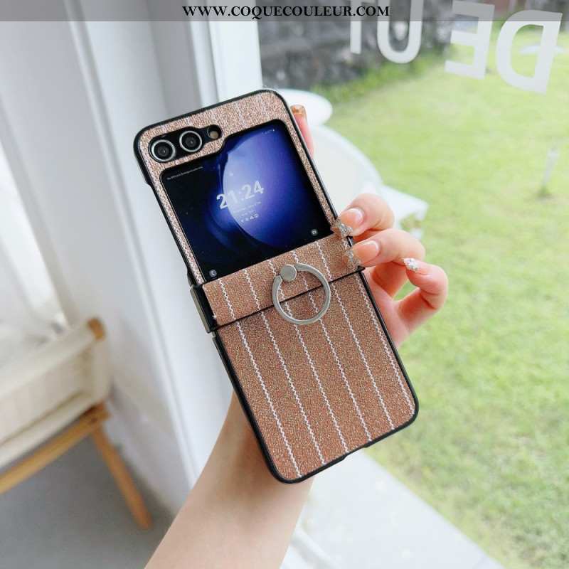 Coque Samsung Galaxy Z Flip 7 FE / Z Flip 6 Anneau Design Rayures