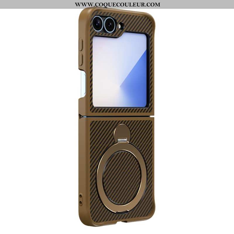Coque Samsung Galaxy Z Flip 7 FE / Z Flip 6 Conception Fibre Carbone Support Magnétique