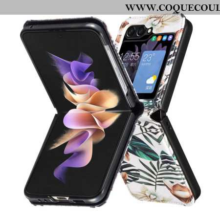 Coque Samsung Galaxy Z Flip 7 FE / Z Flip 6 Feuilles et Fleurs