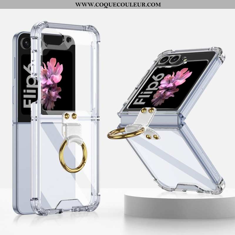 Coque Samsung Galaxy Z Flip 7 FE / Z Flip 6 Transparente Anneau-Support GKK