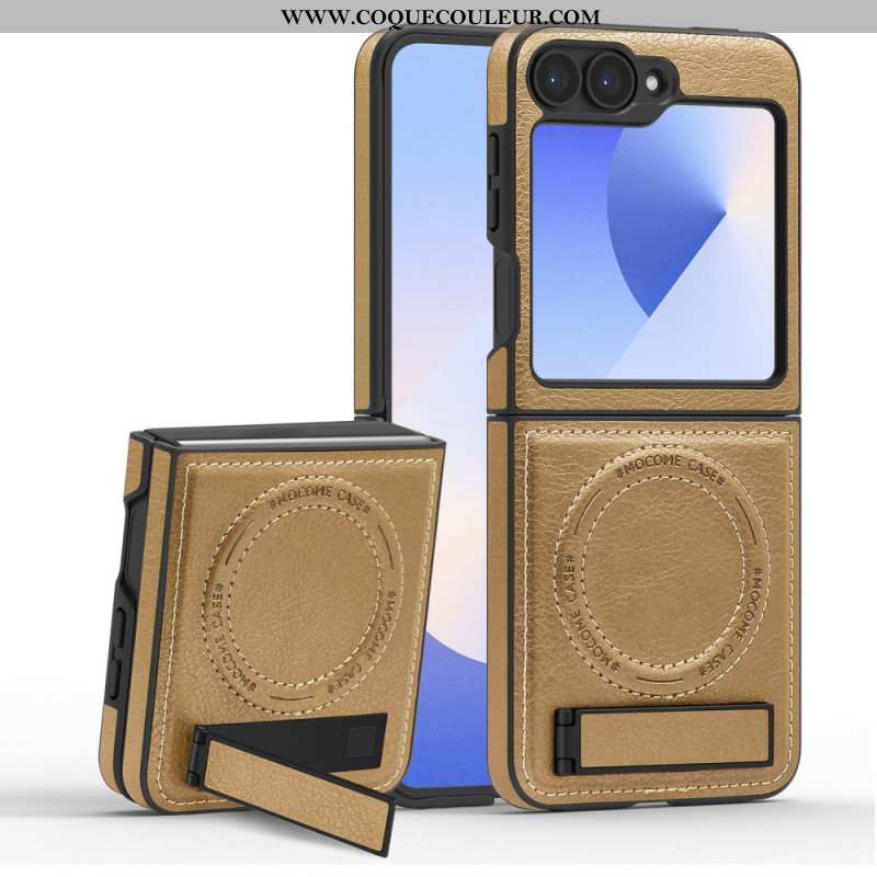 Coque Samsung Galaxy Z Flip 7 FE / Z Flip 6 Compatibilité MagSafe Effet Cuir Support