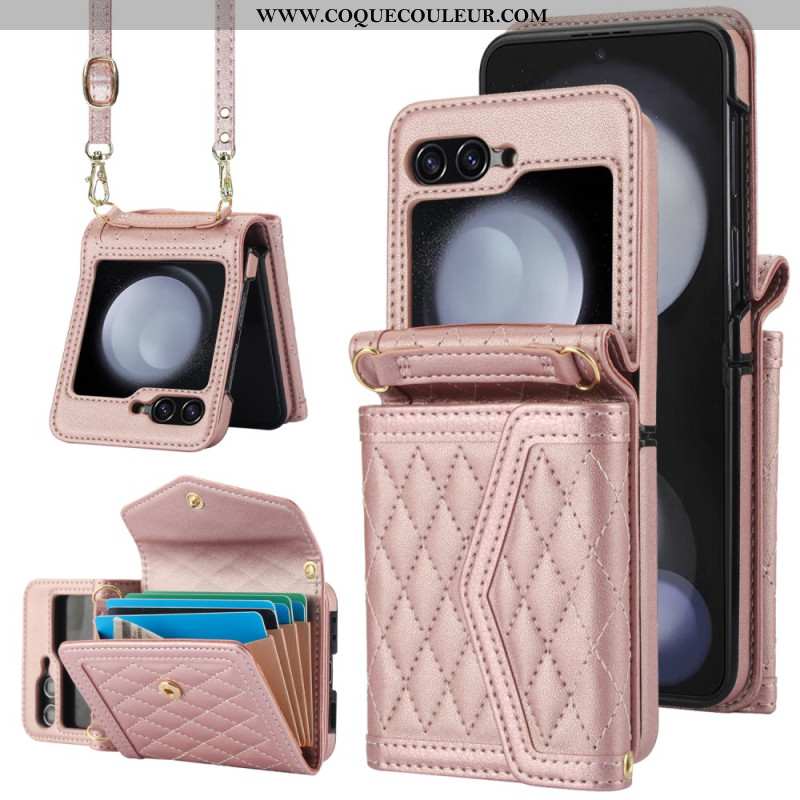 Coque Samsung Galaxy Z Flip 7 FE / Z Flip 6 Porte-Cartes Bandoulière et Lanière