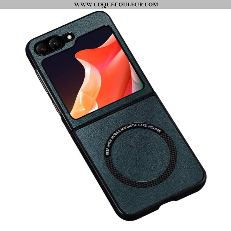 Coque Samsung Galaxy Z Flip 7 FE / Z Flip 6 Effet Cuir Compatible MagSafe