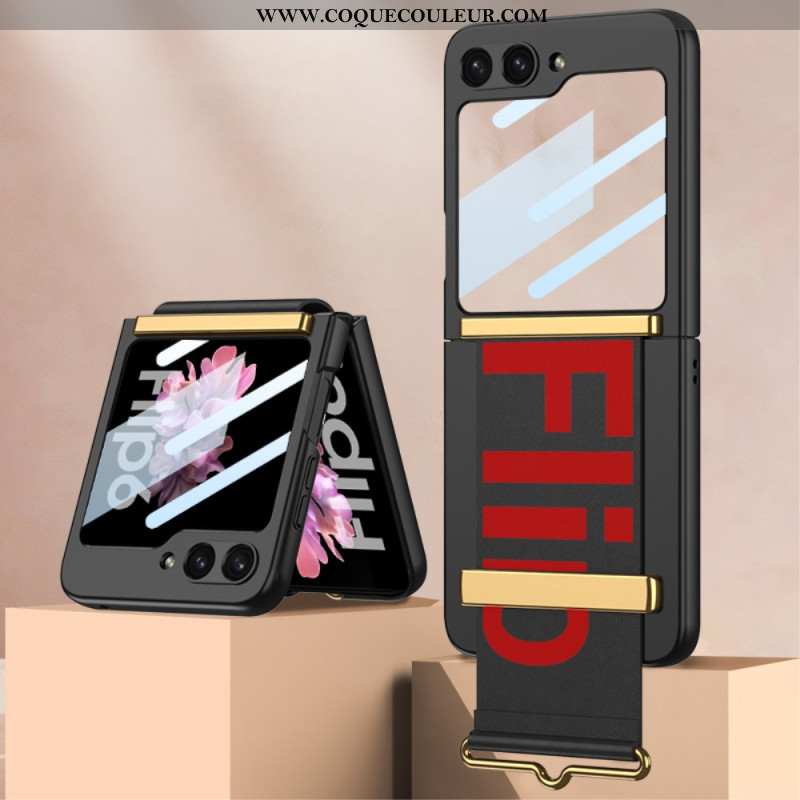 Coque Samsung Galaxy Z Flip 7 FE / Z Flip 6 Sangle et Film de Protection Écran Arrière GKK