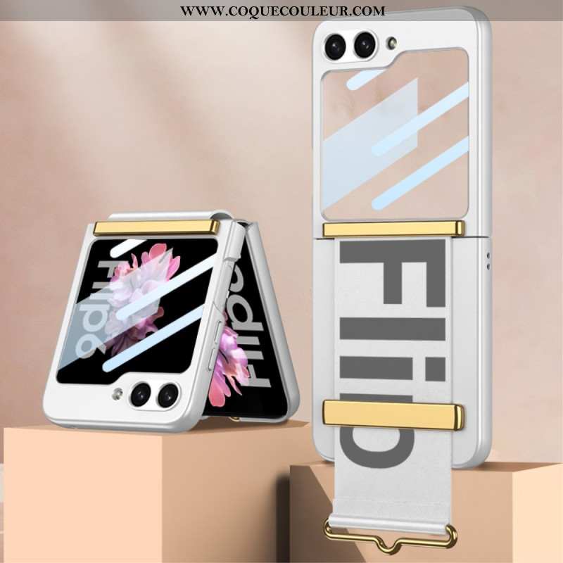 Coque Samsung Galaxy Z Flip 7 FE / Z Flip 6 Sangle et Film de Protection Écran Arrière GKK