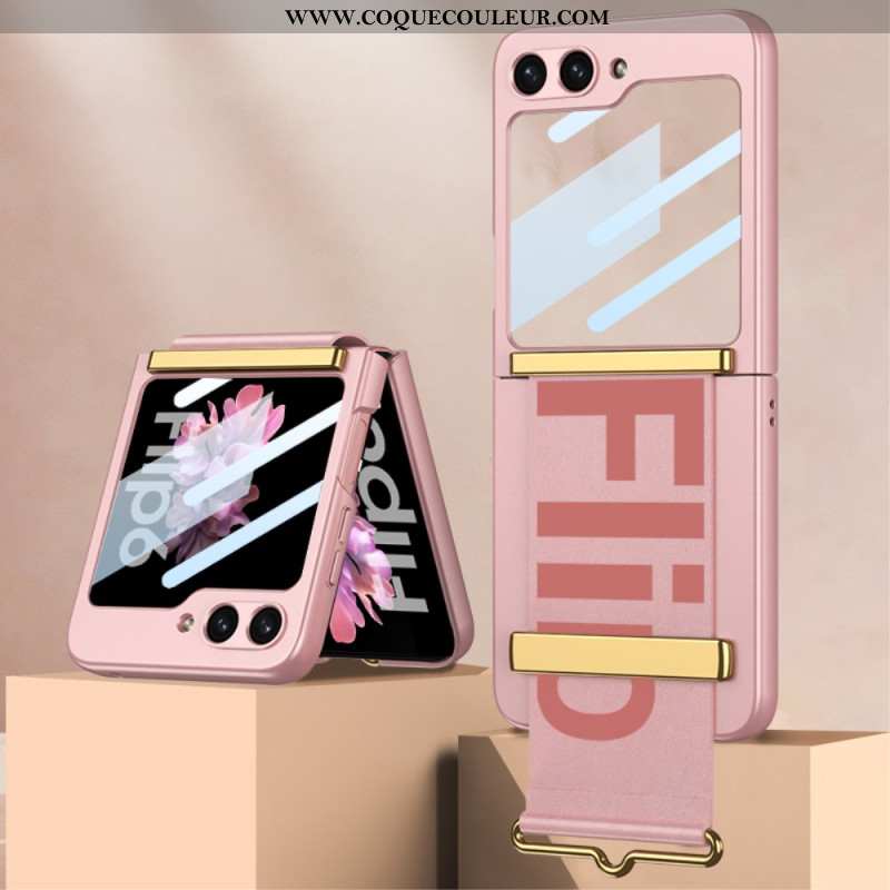 Coque Samsung Galaxy Z Flip 7 FE / Z Flip 6 Sangle et Film de Protection Écran Arrière GKK