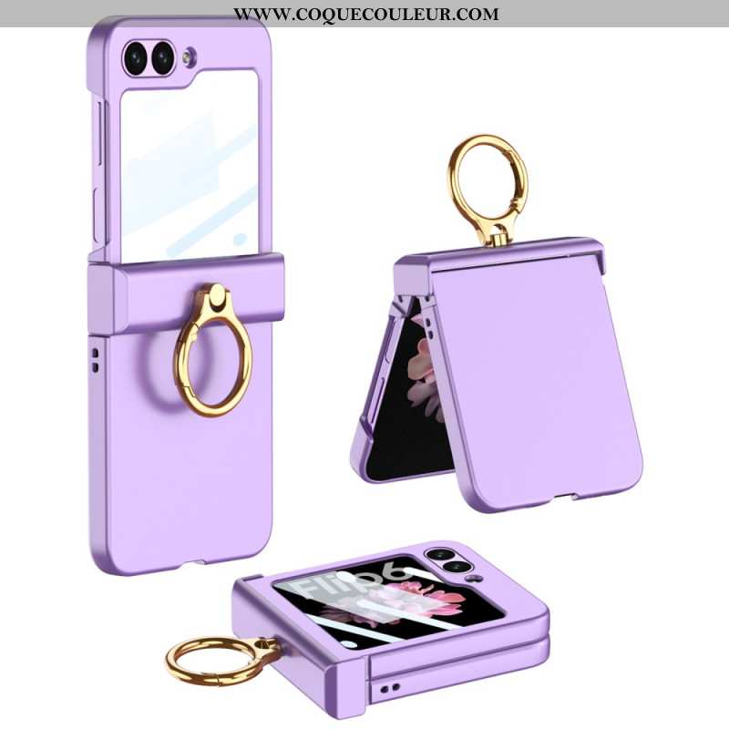 Coque Samsung Galaxy Z Flip 7 FE / Z Flip 6 Anneau-Support et Film en Verre Trempé GKK