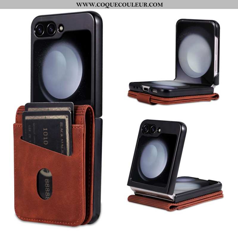 Coque Samsung Galaxy Z Flip 7 FE / Z Flip 6 Simili Cuir Porte-Cartes AZNS