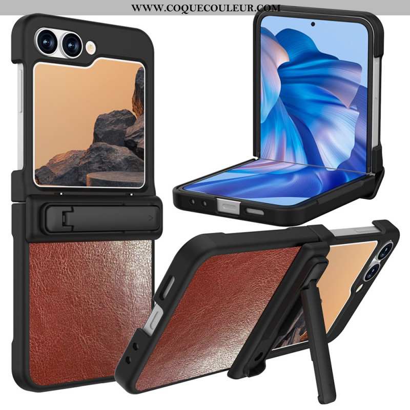 Coque Samsung Galaxy Z Flip 7 FE / Z Flip 6 Effet Cuir avec Support