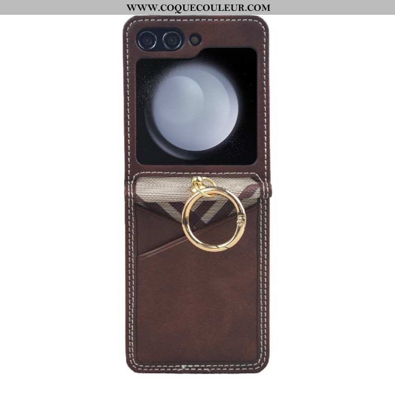 Coque pSamsung Galaxy Z Flip 7 FE / Z Flip 6 Porte-Cartes et Anneau Métallique