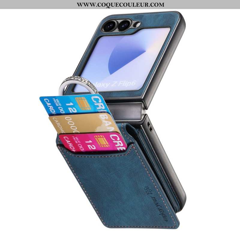 Coque Samsung Galaxy Z Flip 7 FE / Z Flip 6 Effet Daim avec Porte-Cartes