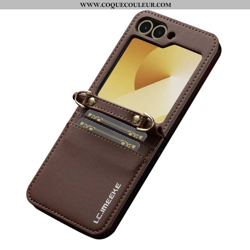 Coque Samsung Galaxy Z Flip 7 FE / Z Flip 6 Porte-Cartes et Sangle Longue