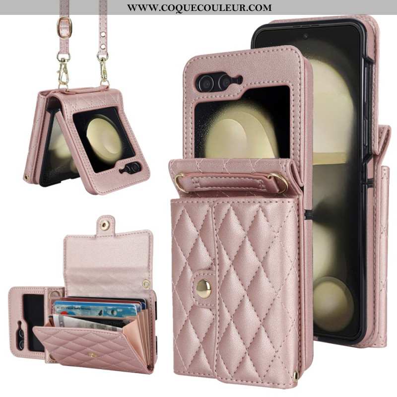 Coque Samsung Galaxy Z Flip 7 FE / Z Flip 6 Portefeuille à Bandoulière