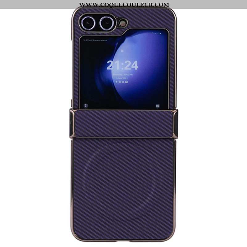 Coque Samsung Galaxy Z Flip 7 FE / Z Flip 6 Magnétique Texture Fibre Carbone