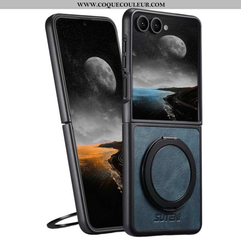 Coque Samsung Galaxy Z Flip 7 Compatible MagSafe Effet Cuir Anneau-Support SUTENI