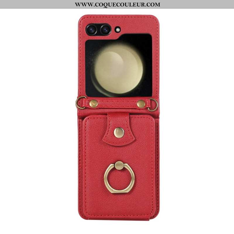 Coque Samsung Galaxy Z Flip 7 Porte-Cartes et Bandoulière