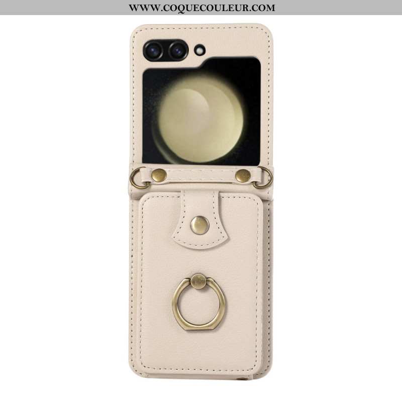 Coque Samsung Galaxy Z Flip 7 Porte-Cartes et Bandoulière