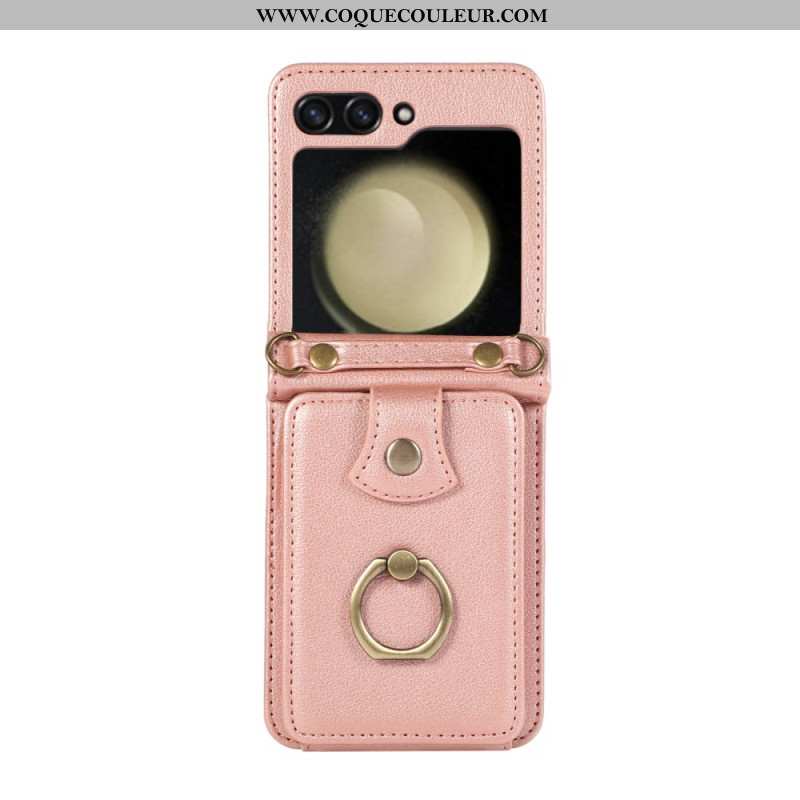 Coque Samsung Galaxy Z Flip 7 Porte-Cartes et Bandoulière