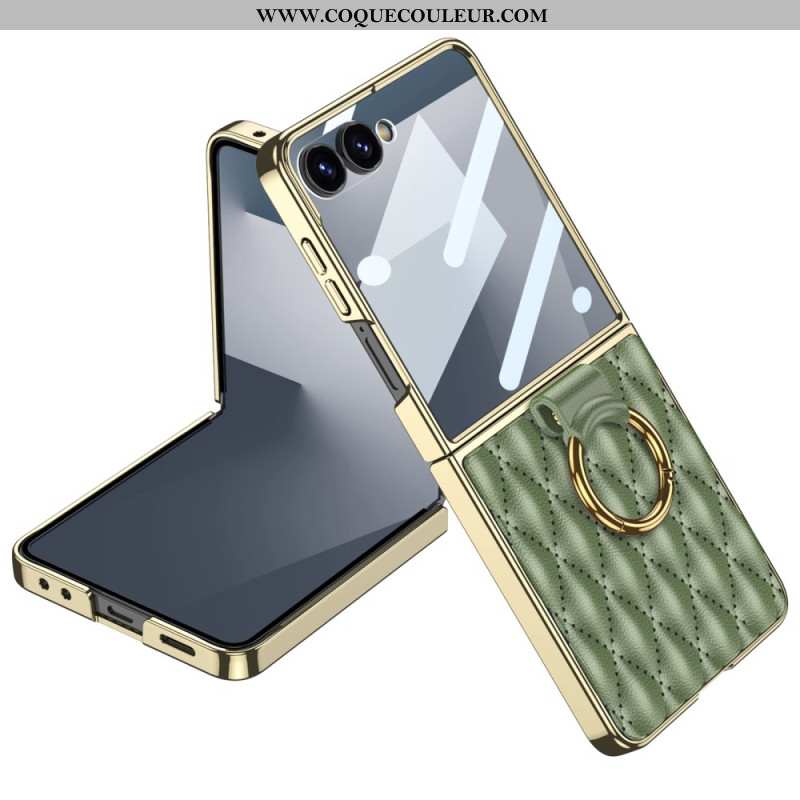 Coque Samsung Galaxy Z Flip 7 Design Matelassé avec Anneau-Support