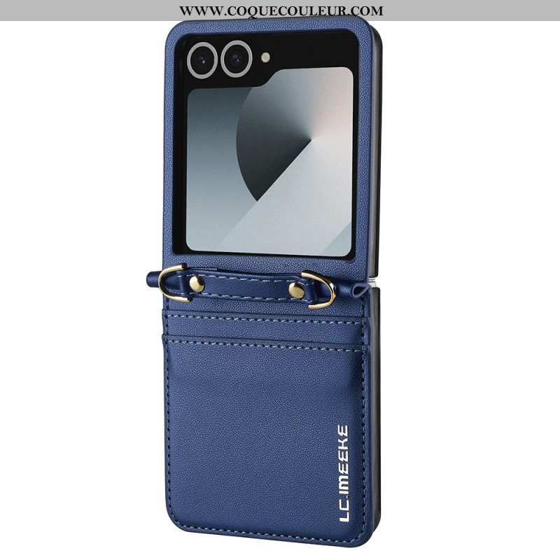 Étui Samsung Galaxy Z Flip 7 5G Style Cuir Porte-Cartes et Bandoulière