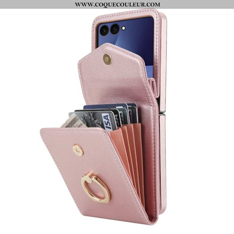 Coque Samsung Galaxy Z Flip 7 Portefeuille Matelassé et Bandoulière