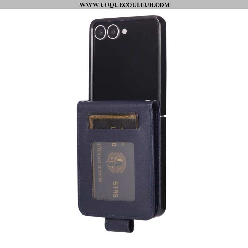 Étui Samsung Galaxy Z Flip 7 Porte-Cartes en Simili Cuir