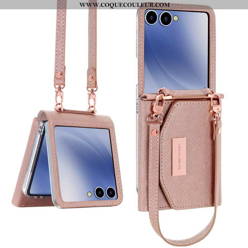 Coque Samsung Galaxy Z Flip 7 Portefeuille et Sangle