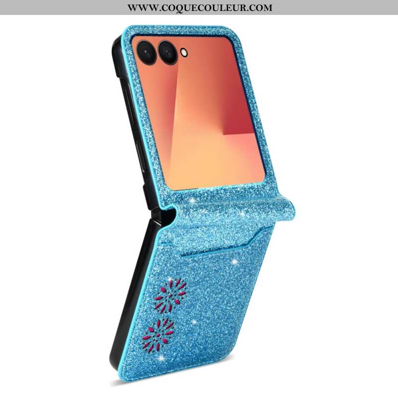 Coque Samsung Galaxy Z Flip 7 Porte-Cartes Paillettes