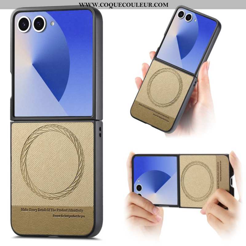 Coque Samsung Galaxy Z Flip 7 Compatible MagSafe Cuir Texture Jeans