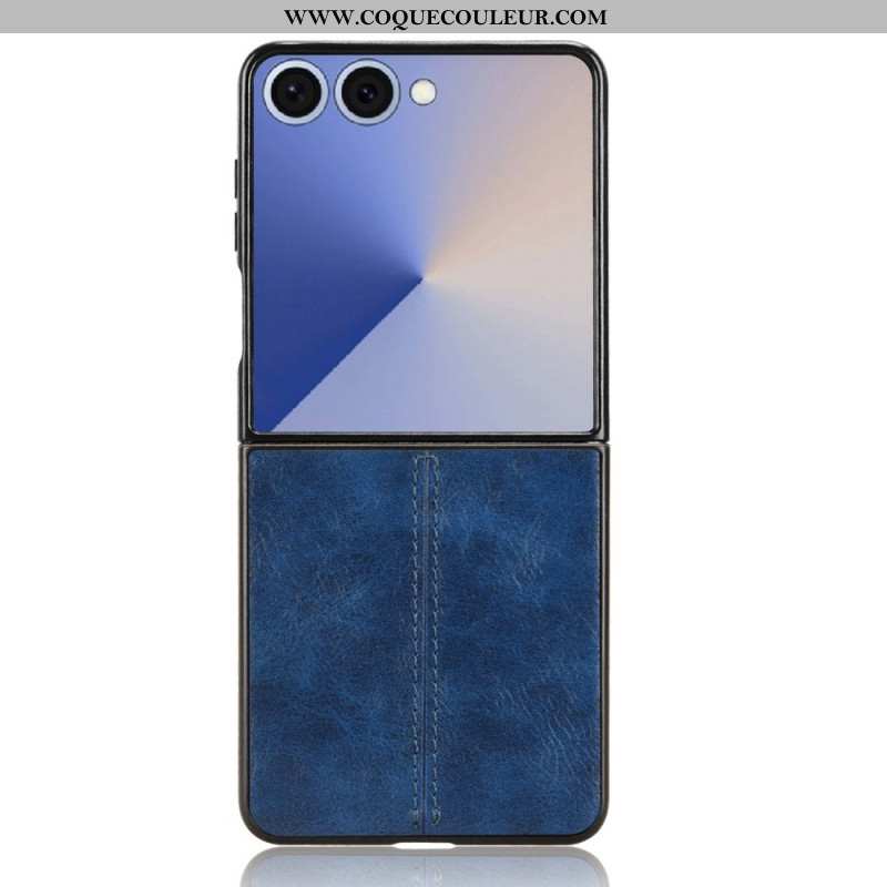 Coque Samsung Galaxy Z Flip 7 Effet Cuir Couture