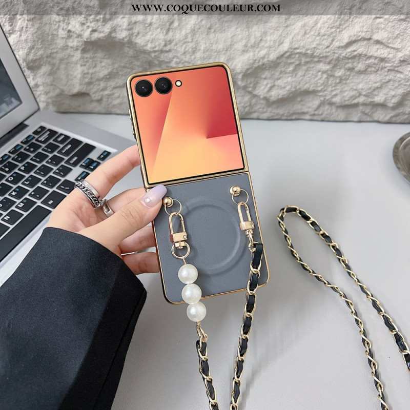 Coque Samsung Galaxy Z Flip 7 Magnétique Bandoulière Breloque