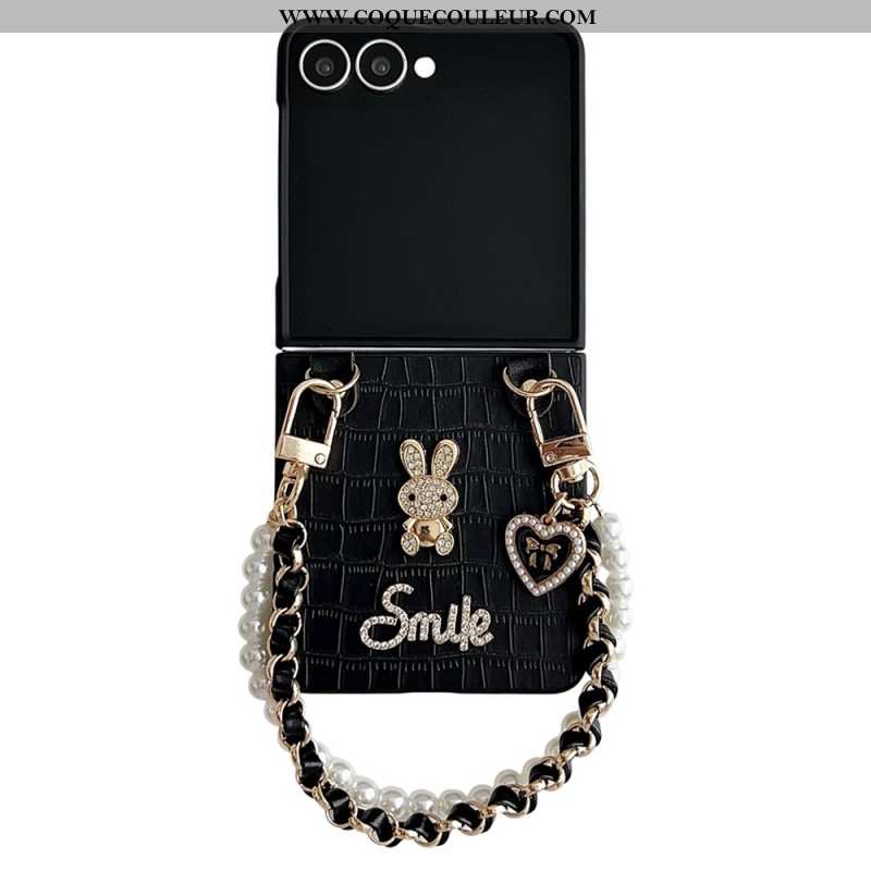 Coque Samsung Galaxy Z Flip 7 Lapin Smile avec Bracelet