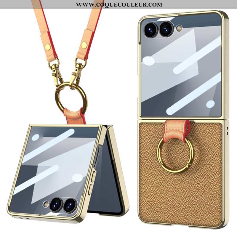 Coque Samsung Galaxy Z Flip 7 Anneau-Support et Bandoulière Détachable