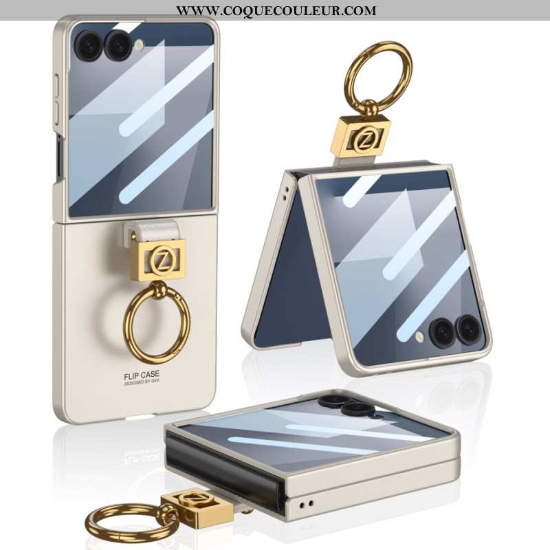 Coque Samsung Galaxy Z Flip 7 Support-Anneau et Film Protecteur d'Écran GKK