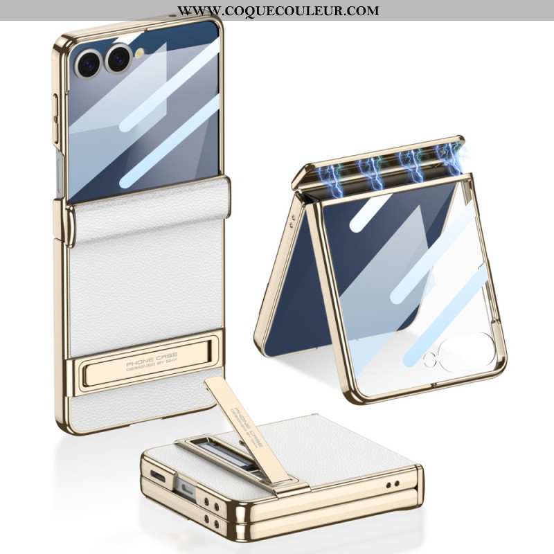 Coque Samsung Galaxy Z Flip 7 Simili Cuir et Support GKK