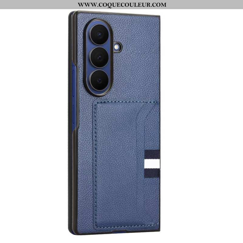 Coque Samsung Galaxy Z Fold 7 Texture Litchi avec Porte-Cartes