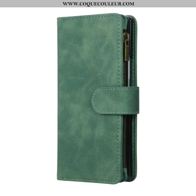 Housse Samsung Galaxy Z Fold 7 Portefeuille Effet Daim avec Bandoulière