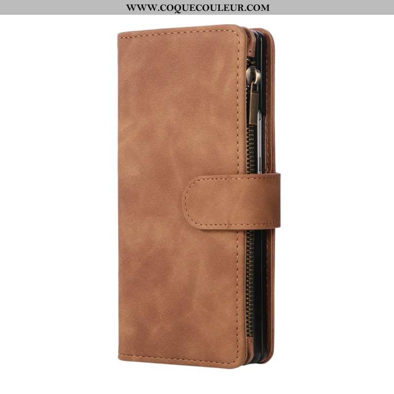 Housse Samsung Galaxy Z Fold 7 Portefeuille Effet Daim avec Bandoulière